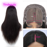 4*4*1 Lace Wig T-Part Wigs Indian Human Hair Silky Straight Mechanism Adjustable Strap Natural Color 10-30inch