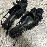 kamames kamames 2023 Petals Pointed Head With Buckle Flat Shoes Female Fairy Wind Head Flat Shoes Low Heel Small Fresh Sandals Female