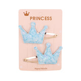 2Pcs/set Glitter Cartoon Cartoon Love Heart Crown Hair Clips For Girls Handmade Hairpins Boutique Barrette Kids Hair Accessories