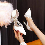 kamames kamames High Heels Women Minority Temperament Work Shoes 2024 Summer New Water Diamond Pointed Thin Heel High Heel Single Shoes Women