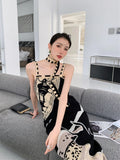 kamames High Fashion Backless Knitted Dress For Women 2022 Long Midi Spaghetti Strap Ladies Dress Designer Aesthetic Clothes