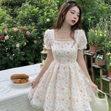 kamames Mini Dresses Women Tender Sweet Summer Puff Sleeve Princess Vestidos Elegant Ladies Vintage Prairie Chic Fashion Casual