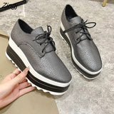 kamames Spring Women Shoes Flat Platforms serpentine Lace-Up Wedges Sneakers Ladies Oxfords Woman Flats Casual flats