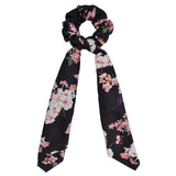 Korean Bow Long Ribbon Hair Scrunchie Chiffon Floral Print Sweet Elastic Hair Band Ponytail Hair Scarf Hair Tie Hair Accessories