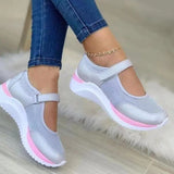 kamames kamames New Casual Single Shoes Women's Thick Soles Flying Weave Breathable Velcro Leisure Mesh Large Size Women's Shoes
