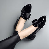 kamames kamames Leather Shoes Women In 2023 Autumn New Bow Korean Version Fashion Pointed Large Size Bright Leather Low Heel Flat Single Shoes Women