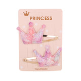 2Pcs/set Glitter Cartoon Cartoon Love Heart Crown Hair Clips For Girls Handmade Hairpins Boutique Barrette Kids Hair Accessories