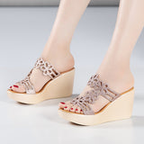 kamames Summer New Water Drill Slope Heel Sandals, High Heel Women's Shoes, Thick Soles, Waterproof Table, Large Size Fish Mouth Sandals, Word Slippers