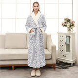 1pc Thickened Long Sleeve Bathrobe - Soft, Plush, and Cozy Unisex Loungewear for Him and Her - Perfect for Couples Relaxation Time with Delicate Flower Pattern, Ideal for Home Use, Essential Bathroom Supplies