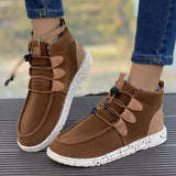 kamames Barrel Women's Suede Cotton Boots 2024 New Elastic Belt Martin Boots Large Size Cotton Shoes High Upper Cloth Casual Shoes