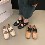 kamames Low-Heeled Square-Headed Ballet Shoes 2024 New Summer Vintage Mary Jane Spring And Autumn Flat Soles