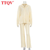 kamames Beige Pleated Wide Leg Women's Pants 2021 Fashion Loose Office Wide Trousers Pants Ladies Elegant Full Length Palazzo Pants
