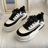 kamames kamames Autumn / Winter New Shoes Women's Niche Design Round Head Single Shoes With Color Thick Sole Increased Casual Sports Board Shoes