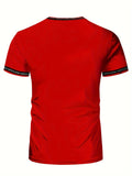 Men's A Print Athletic Muscle Fit T-shirt, Comfy Breathable Compression Top for Summer Sport