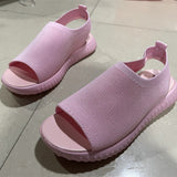kamames The Summer Of 2024, New Women's Shoes Are Woven In Breathable Solid Color Ladies' Sandals, Fish Mouth, Flat Heel And Beach Low-Top Women's Sandals.