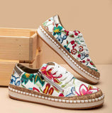 kamames Mujer 2022 Lace Up Print Flats Women Non Slip Fashion Casual Shoes Women Plus Size platform Shoes Zapatos Planos