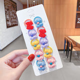 10PCS/Set New Girls Cute Cartoon Flower Small Scrunchie Kids Ponytail Hair Tie Elastic Hair Bands Fashion Hair Accessories Set