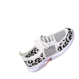 kamames Size Women's Leisure Sports Shoes 2023 New Leopard Print Round Head Ties With Flat Soles And Comfortable Mesh Surface Women's Shoes