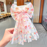 New Girls Beautiful Chiffon Bow Print Flower Strawberry Hairpins Headband Kids Sweet Hair Decorate Clip Fashion Hair Accessories