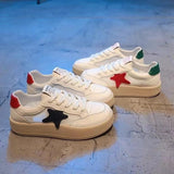 kamames And Autumn New Casual Single Shoes Korean Version Fashion Lace Casual Shoes Net Cloth Tie Students Daily Board Shoes Girls