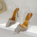 kamames kamames New Rhinestone Woven High Heel Pointed Transparent Women's Shoes Spot 35-40