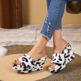 kamames Slope Heel Thick Low Slippers 2023 New Multicolor Casual Short Plush Women With Fashionable Woolen Shoes