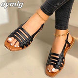 kamames Women Sandals Woman Gladiator Open Toe Casual Beach Shoes Female Hollow Out Flats Women's Outdoor Summer Footwear Plus Size