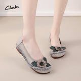 kamames Summer New National Wind Leather Flower Single Shoes Beef Tendon Bottom Leisure Flat Bottom Women's Shoes Middle-Aged And Elderly
