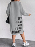 kamames Large-Size Women's Autumn And Winter Fashionable Letter Printed Long-Sleeved Loose Casual Straight Sweater Dress