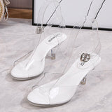 kamames Summer Walk Show Model High Heels Women Sandals Sexy Transparent Crystal Party Ladies Shoes Wedding Bridal Shoes Silver Big Size