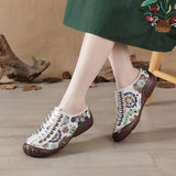 kamames Mother Shoe Hole Hole Front Tie Baotou Deep Mouth Women's Shoes Leather Soft Sole With Wear-Resistant Soft Sole Fashion
