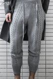 kamames Slim Knit Men's Pencil Pants Autumn Winter High Waist Drawstring Long Bottoms Streetwear Male Casual Knitted Pants
