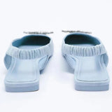 kamames ZAR 2022 Summer New Women Rhinestone Pointed Toe Shallow Mouth Flat Sandals Slippers Back Strap Baotou Temperament Muller Shoes