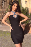 kamames Rhinestone Halterneck Mini Bodycon Dress