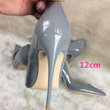 kamames Women's fashion 12cm high heels gray sexy pointed toe single shoes women's bridal wedding shoes party shoes QP062 ROVICIYA