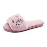 2021 Winter Women House Slippers Faux Fur Warm Shoes Woman Slip Flats Female Slides Red Black Pink Home furry Ladies slippers