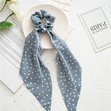 Korean Bow Long Ribbon Hair Scrunchie Chiffon Floral Print Sweet Elastic Hair Band Ponytail Hair Scarf Hair Tie Hair Accessories