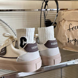 kamames kamames 2023 New Flat Cream Small White Shoes Women's Color Lace Fashion Casual Sports Shoes Board Shoes Women