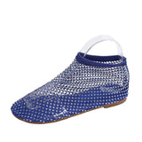 kamames Summer New Round-Headed Sandals Hollowed-Out Network Celebrity Diamond-Encrusted Short Boots Summer Sexy Large-Size Flat Shoes