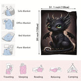 1pc, Flannel Digital Simple Little Black Dragon Pattern Printed Blanket Shawl Blanket Nap Throw Blanket Soft Skin-friendly Casual Sofa Blanket, Throw Blanket, Lunch Break Blanket, One Blanket Multi-purpose