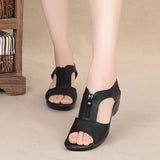 kamames Summer Women Sandals Zipper Wedge Sandals Plus Size Sandals Flat Women Shoes Sandals Ladies Roman Sandals zapatos de mujer 703-0