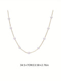 Golden Chain Faux Pearl Decor Necklace Simple Elegant Style Zinc Alloy Jewelry Delicate Female Necklace