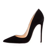 kamames Suede Flock Women Pumps for Wedding Pointed Toe Sexy High Heels Shoes 12 cm Stilettos Plus Size RM007 ROVICIYA