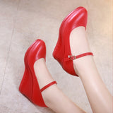 kamames Shoe Women's Slope Heel 2023 Spring New Style Waterproof Platform Pointed Work Shoes High Heel Slope Heel Cheongsam Catwalk Shoes