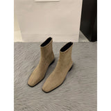 kamames kamames Heel Suede Korean Small Ankle Boots Female Shoes 2024 New Autumn And Winter Versatile Add Velvet Thin Boots Foreign Style Short Boots