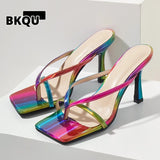 kamames 2022 New Color Women Slipper Summer Shoes Outdoor Sandal High Heel Slip on Flip Flops Women Slides Sandal Plus Size 42