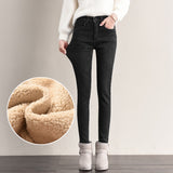 kamames Jeans Female High Waist Denim Skinny Warm Thick Jeans for women Mujer clothes Velvet Pants Stretch Pantalon Femme