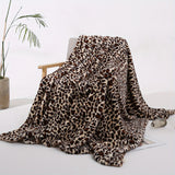 1pc Plush Faux Rabbit Fur Leopard Print Double-Layered Soft Blanket - Cozy Lunch Break, Sofa, Couch, and Home Throw for Nap and Relaxation - Stylish, Reversible, and Easy to Care