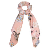 Korean Bow Long Ribbon Hair Scrunchie Chiffon Floral Print Sweet Elastic Hair Band Ponytail Hair Scarf Hair Tie Hair Accessories