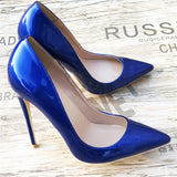kamames Sexy Women High Heels Shoes Stiletto 12 cm Pumps Blue Pointed Toe Woman Shoes Party Plus Size 34-45 QP044 ROVICIYA